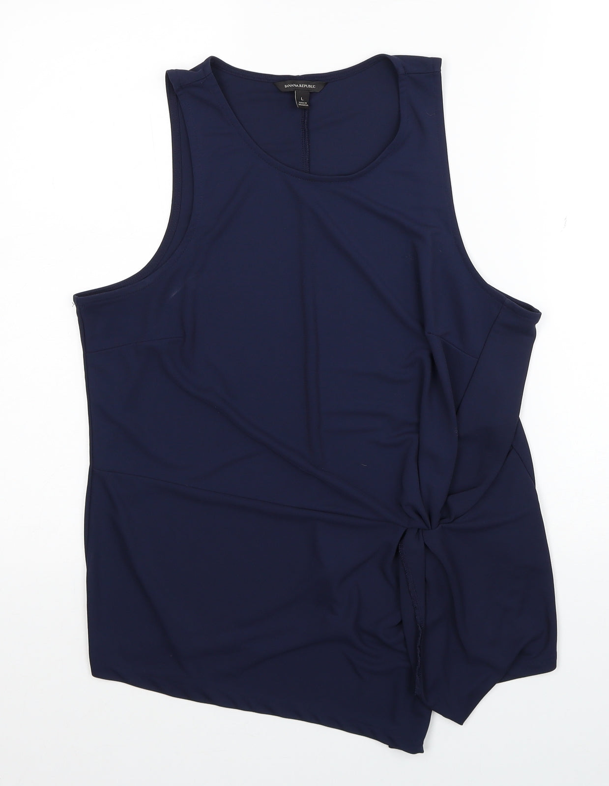Banana Republic Womens Blue Polyester Basic Tank Size L Round Neck - Knot Detail
