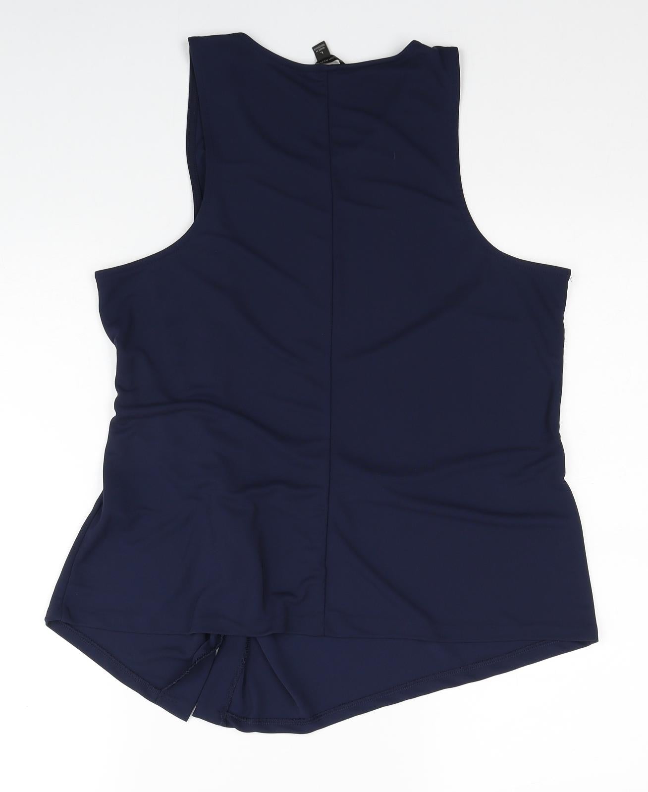 Banana Republic Womens Blue Polyester Basic Tank Size L Round Neck - Knot Detail