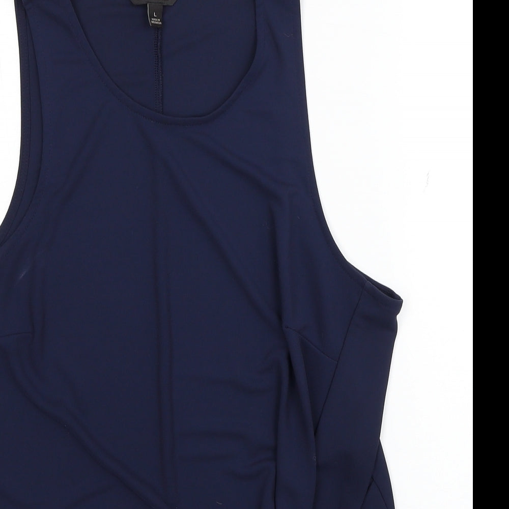 Banana Republic Womens Blue Polyester Basic Tank Size L Round Neck - Knot Detail