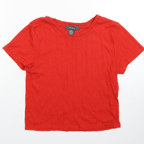 Primark Womens Red Polyester Basic T-Shirt Size 2XS Round Neck