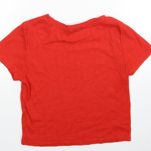 Primark Womens Red Polyester Basic T-Shirt Size 2XS Round Neck
