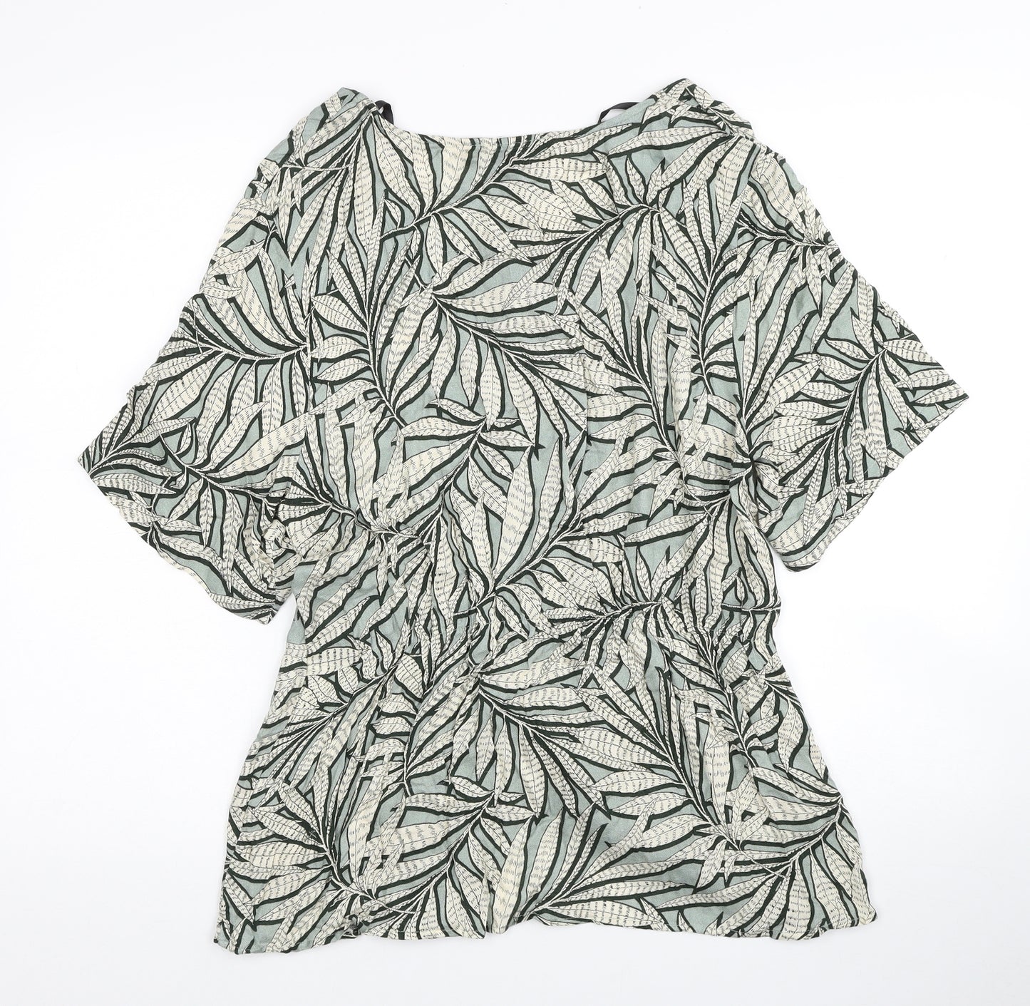 Primark Womens Multicoloured Floral Viscose Basic Blouse Size 16 V-Neck - Twist Detail