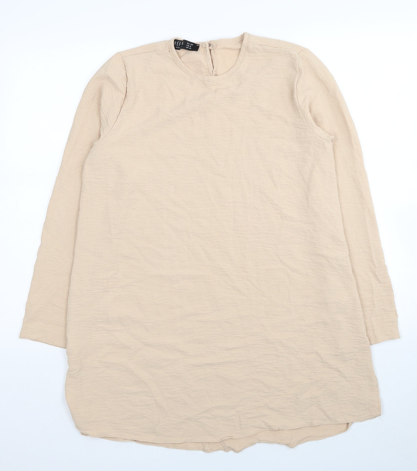 Refka Womens Beige Polyester Tunic Blouse Size 10 Round Neck