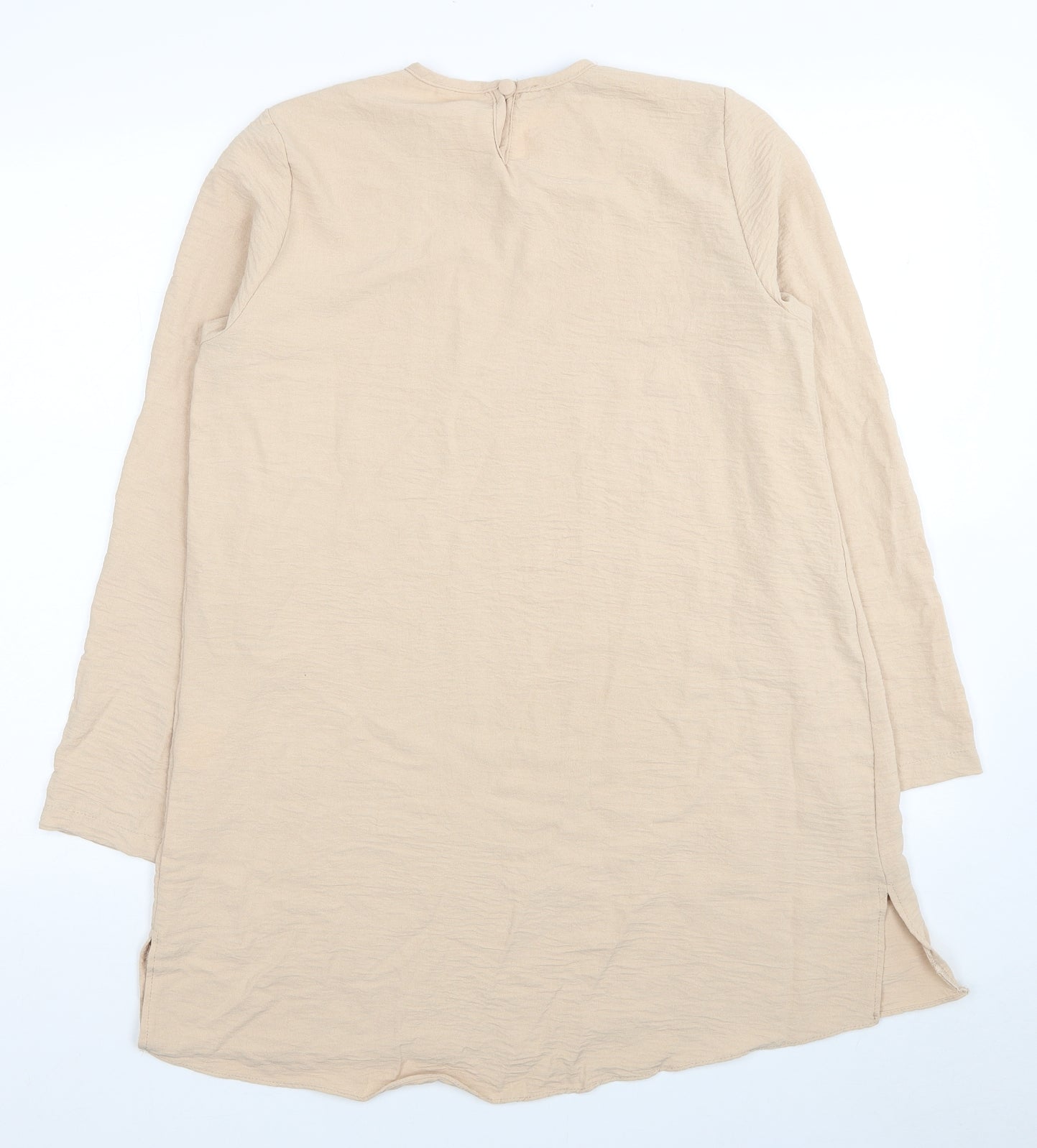 Refka Womens Beige Polyester Tunic Blouse Size 10 Round Neck
