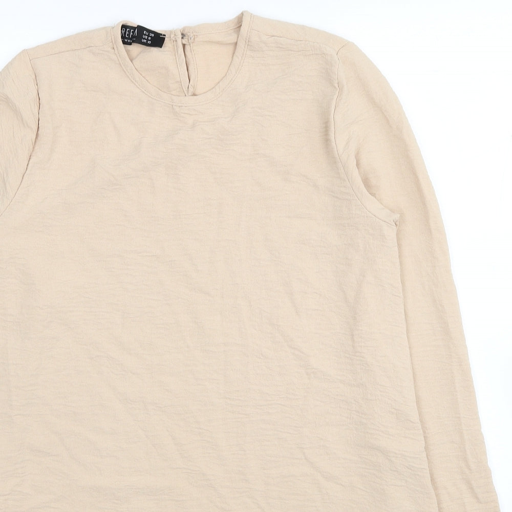 Refka Womens Beige Polyester Tunic Blouse Size 10 Round Neck