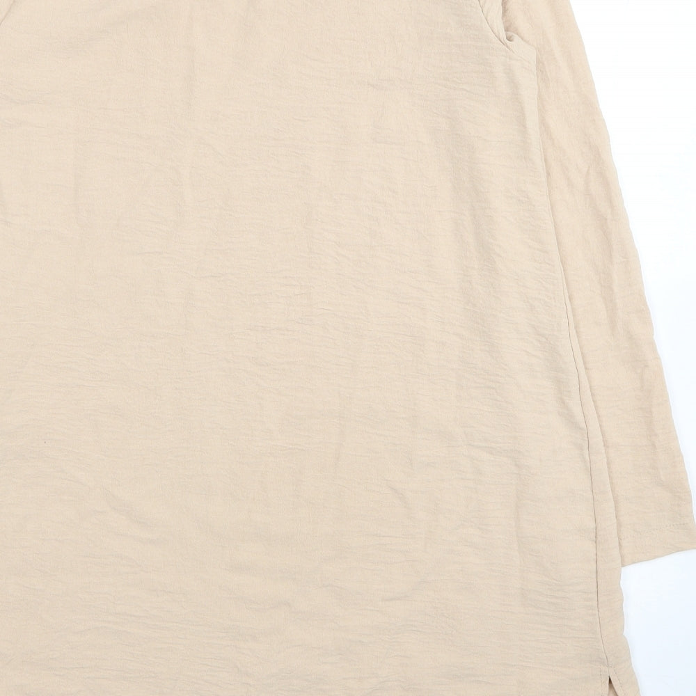 Refka Womens Beige Polyester Tunic Blouse Size 10 Round Neck