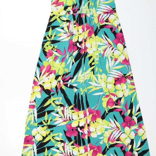 M&Co Womens Multicoloured Floral Viscose Maxi Size 10 V-Neck Pullover