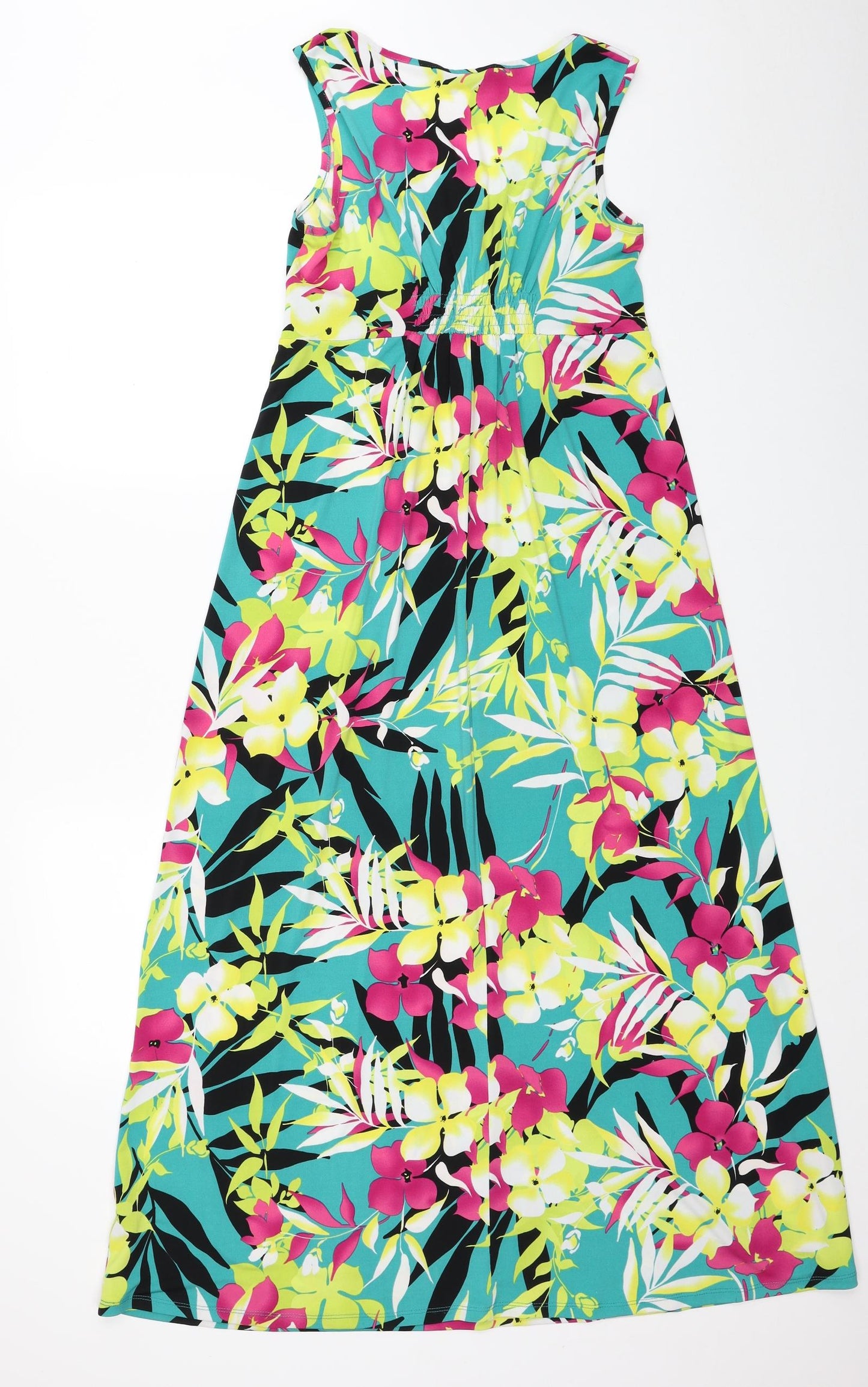 M&Co Womens Multicoloured Floral Viscose Maxi Size 10 V-Neck Pullover