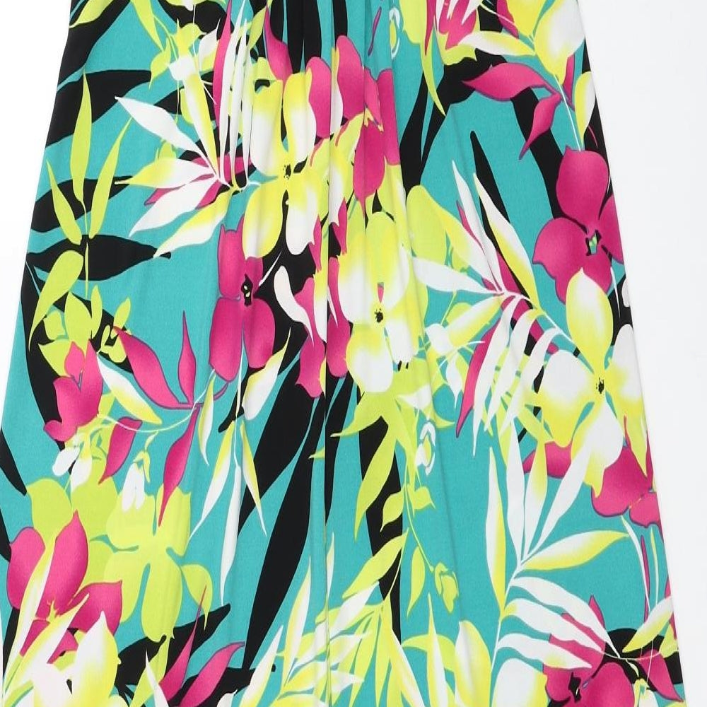 M&Co Womens Multicoloured Floral Viscose Maxi Size 10 V-Neck Pullover
