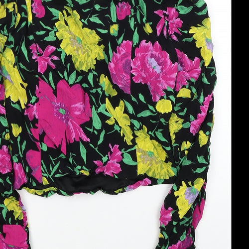 Zara Womens Multicoloured Floral Viscose Cropped Blouse Size S Sweetheart