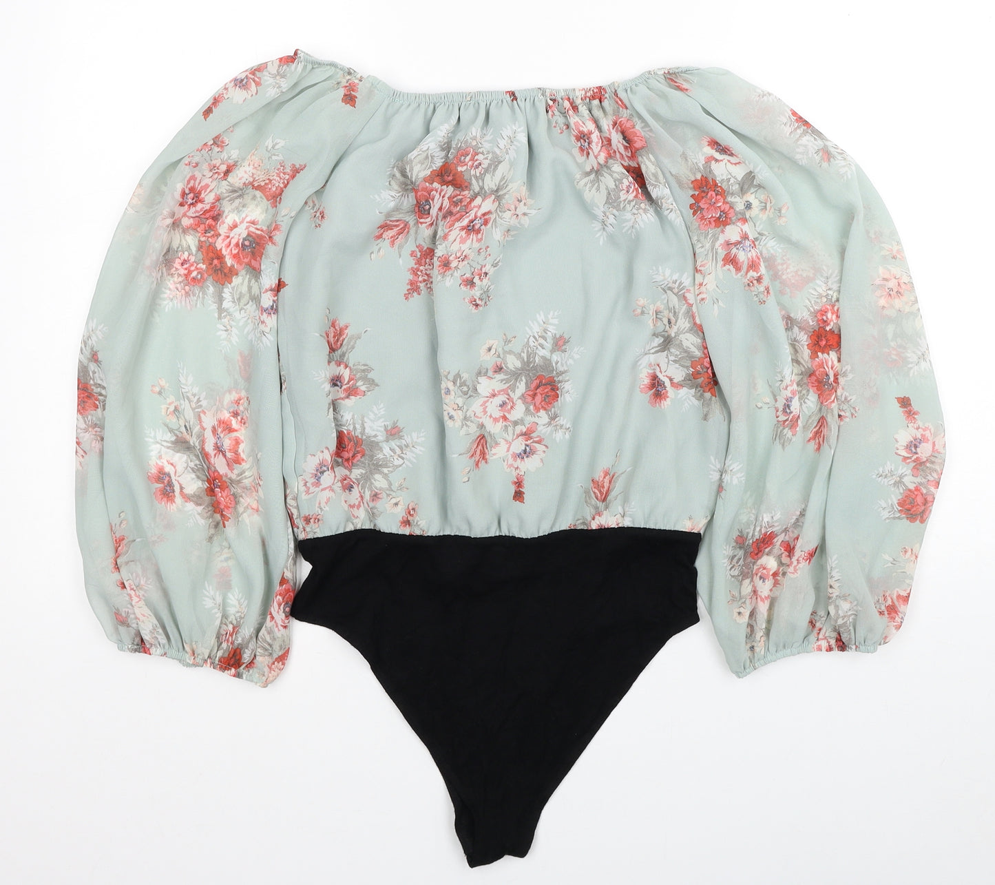 New Look Womens Multicoloured Floral Polyester Bodysuit One-Piece Size 6 Snap