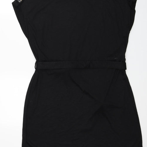 Papaya Womens Black Polyester T-Shirt Dress Size 14 Round Neck Pullover