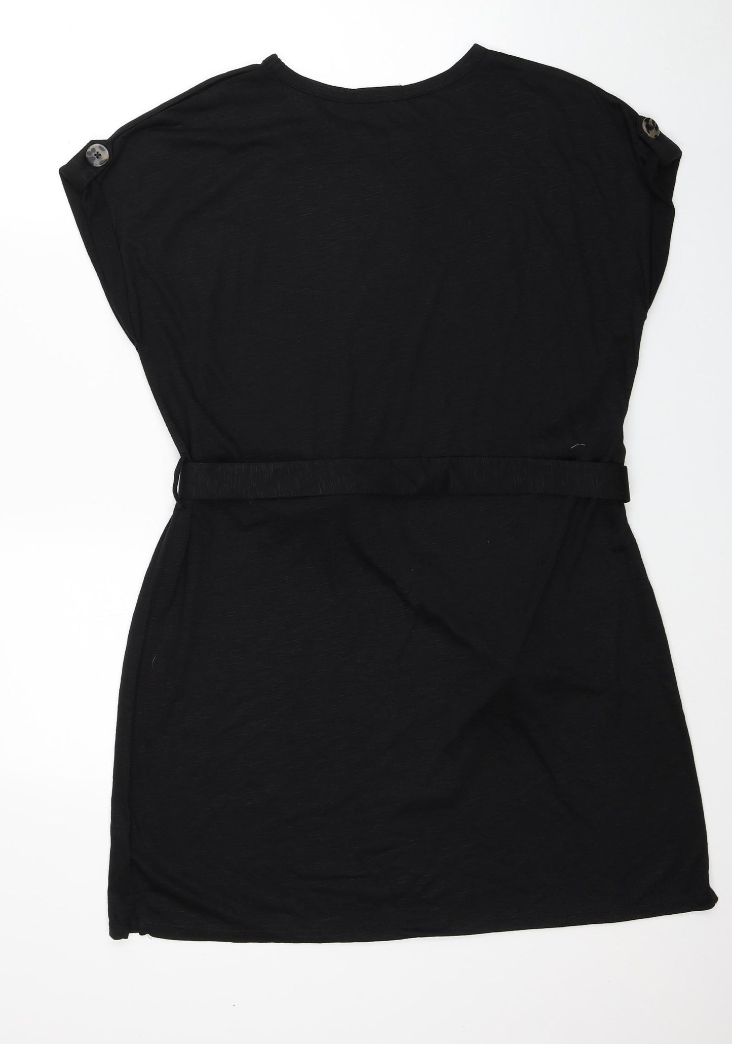 Papaya Womens Black Polyester T-Shirt Dress Size 14 Round Neck Pullover