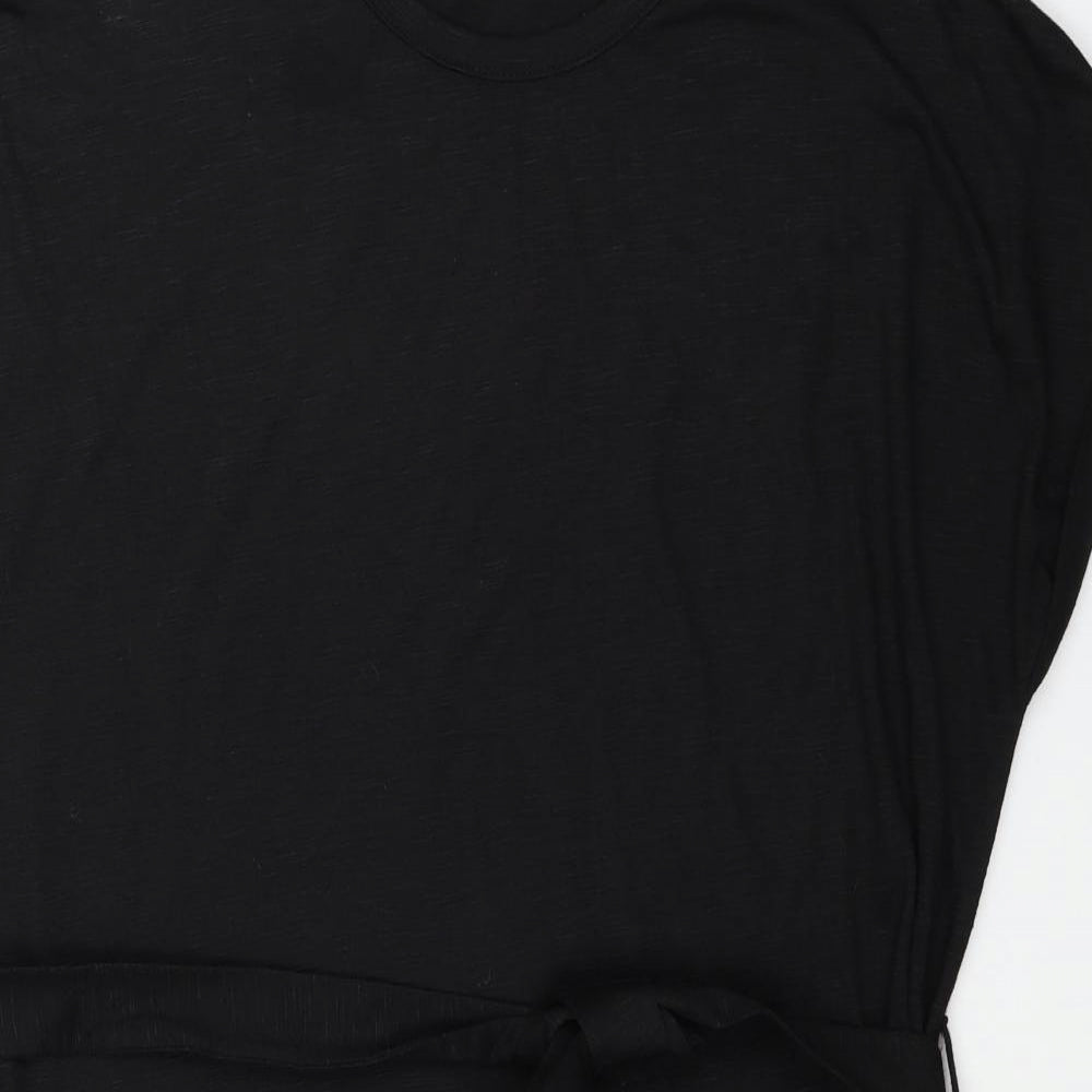 Papaya Womens Black Polyester T-Shirt Dress Size 14 Round Neck Pullover