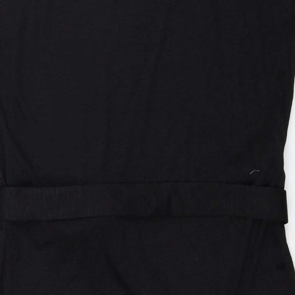 Papaya Womens Black Polyester T-Shirt Dress Size 14 Round Neck Pullover