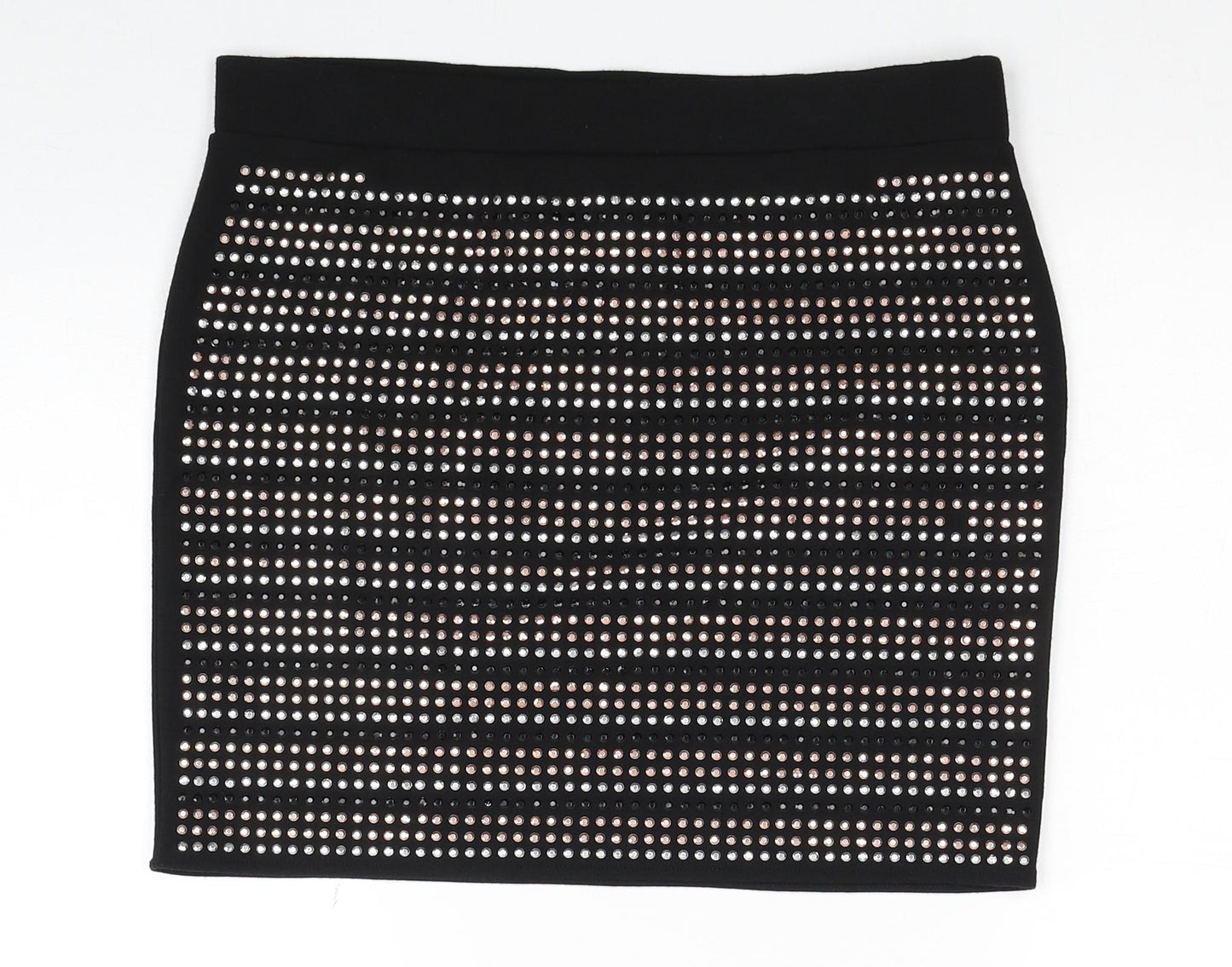 Melrose Womens Black Polyester A-Line Skirt Size 14