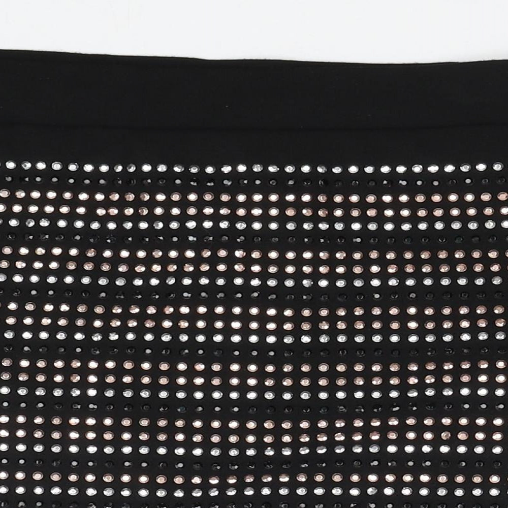 Melrose Womens Black Polyester A-Line Skirt Size 14
