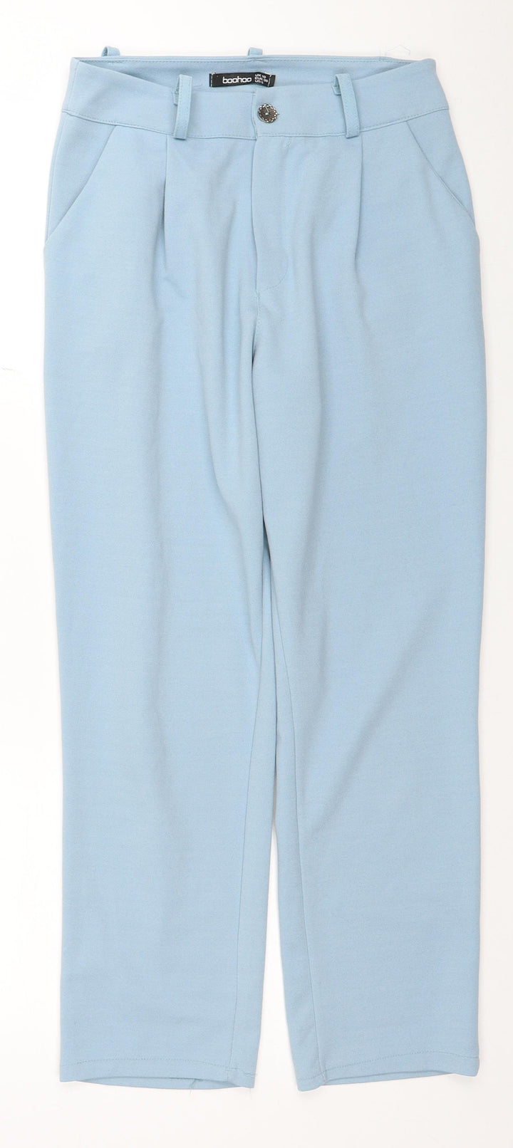 Boohoo Womens Blue Polyester Trousers Size 10 L25 in Regular Zip