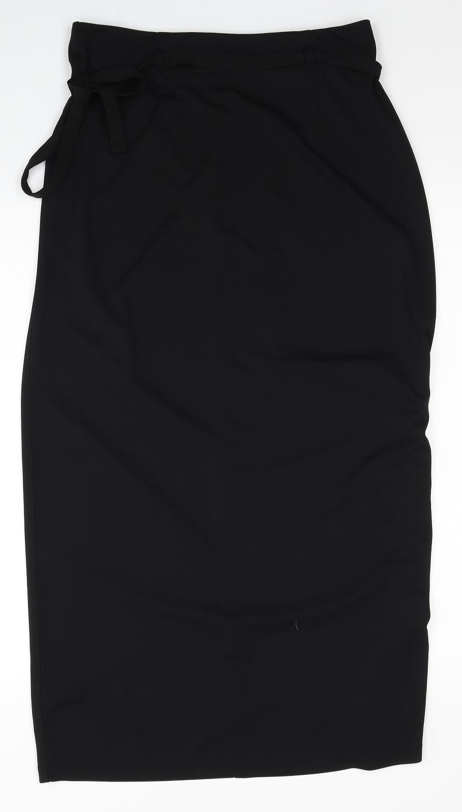 Collection Womens Black Polyester Straight & Pencil Skirt Size 12 Zip - Belted