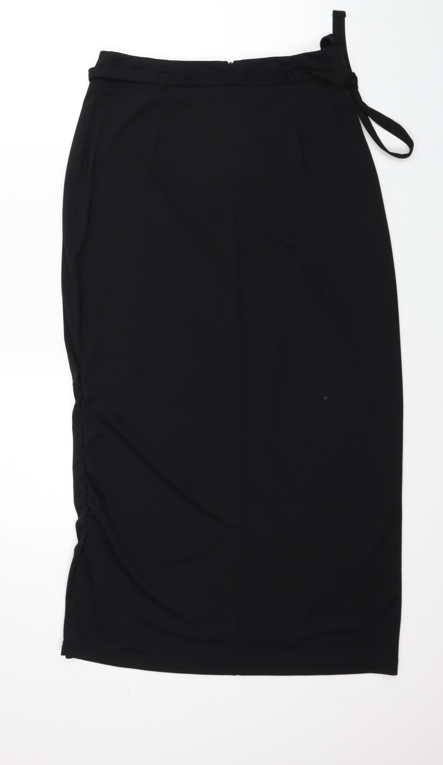 Collection Womens Black Polyester Straight & Pencil Skirt Size 12 Zip - Belted