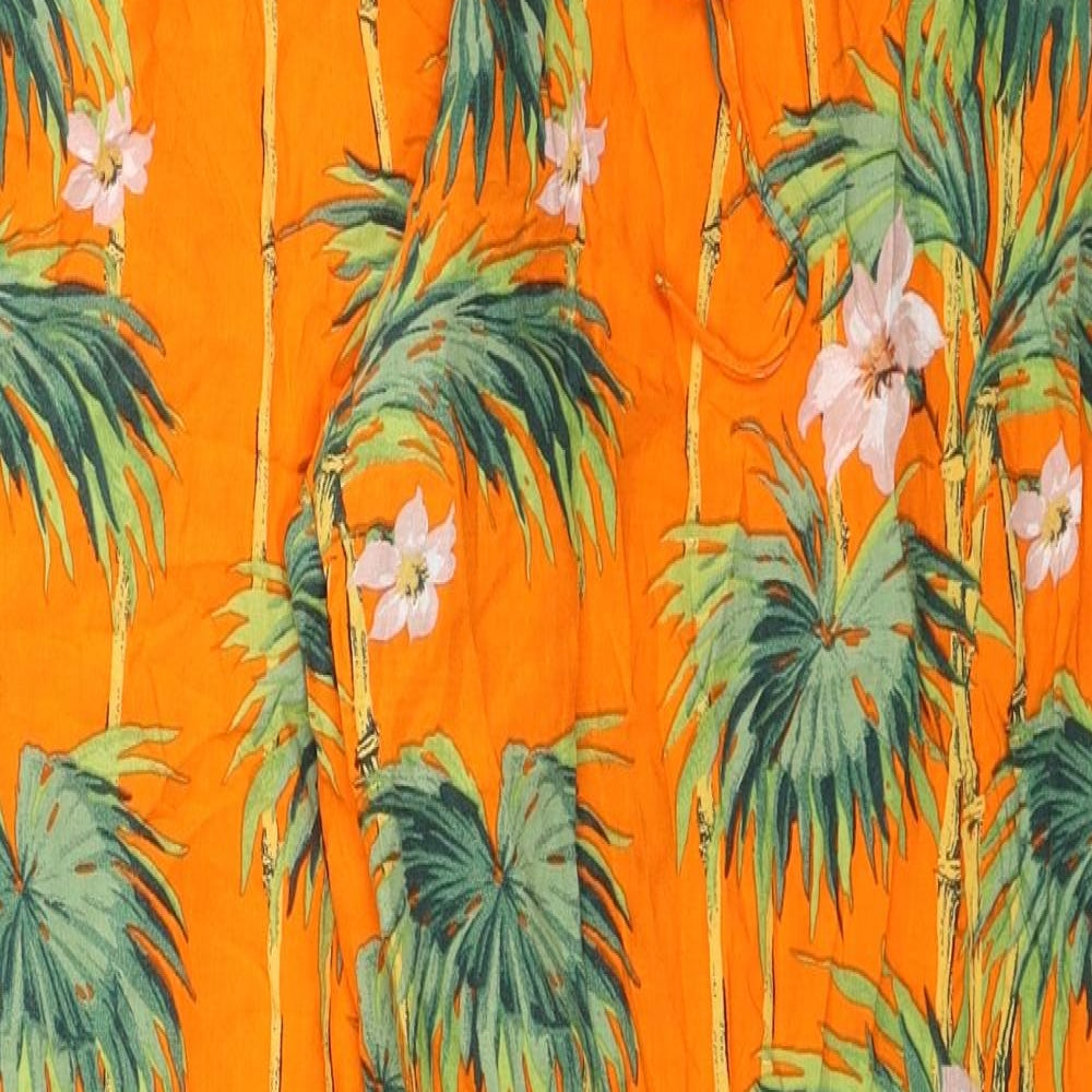 ASOS Womens Orange Floral Modal Bloomer Trousers Size 12 L30 in Regular Drawstring - Palm Trees