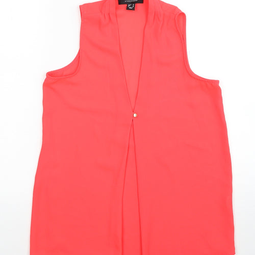 Atmosphere Womens Pink Polyester Basic Tank Size 6 V-Neck
