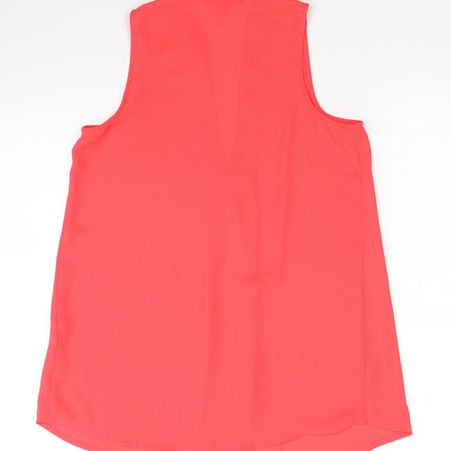 Atmosphere Womens Pink Polyester Basic Tank Size 6 V-Neck