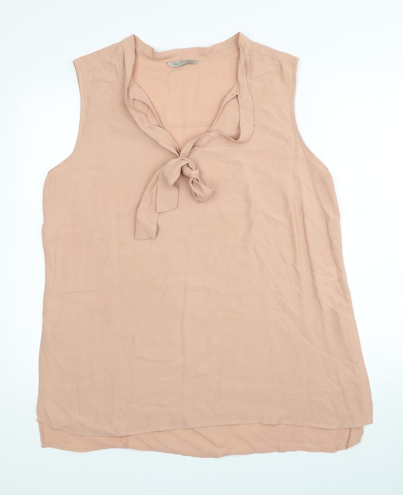 Marks and Spencer Womens Beige Viscose Tunic Blouse Size 16 V-Neck