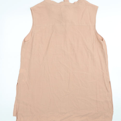 Marks and Spencer Womens Beige Viscose Tunic Blouse Size 16 V-Neck