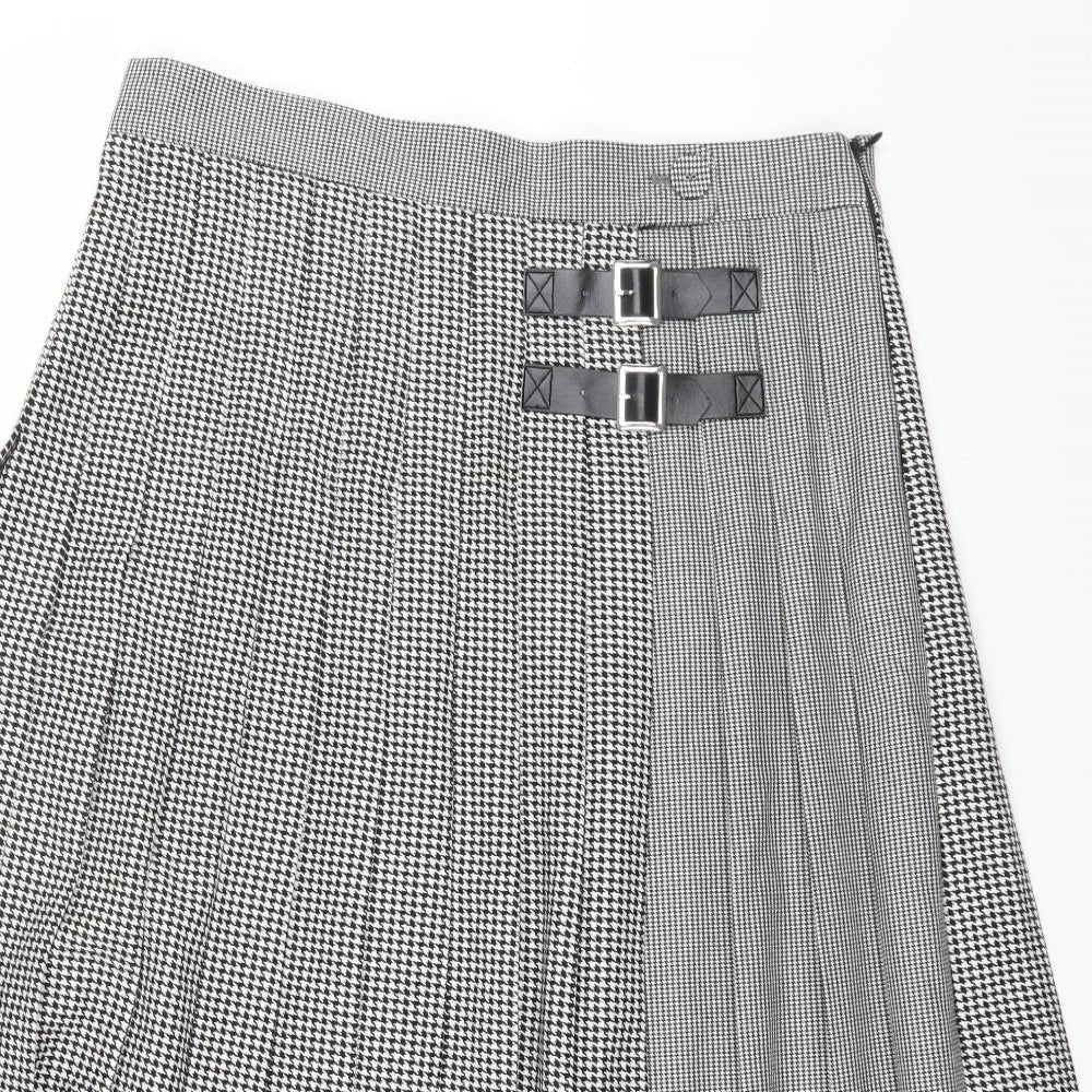 Marks and Spencer Womens Multicoloured Geometric Polyester Pleated Skirt Size 18 Zip
