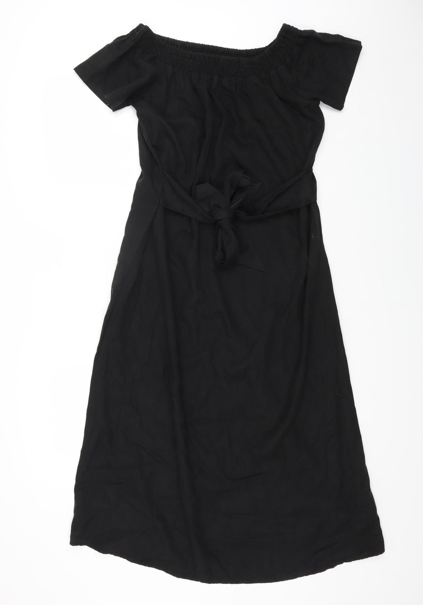 NEXT Womens Black Lyocell Maxi Size 10 Off the Shoulder Pullover