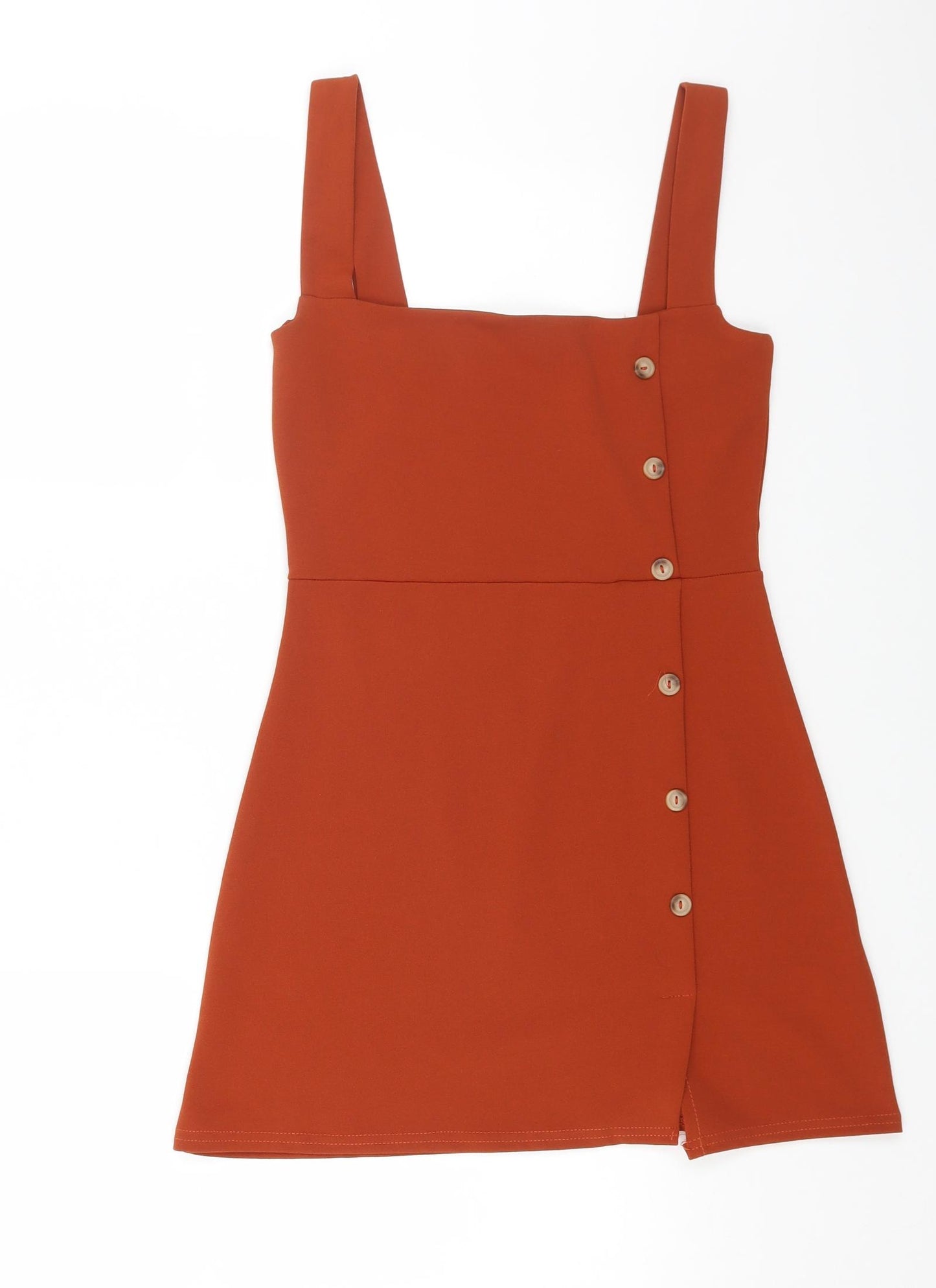 Boohoo Womens Orange Polyester Bodycon Size 10 Square Neck Pullover
