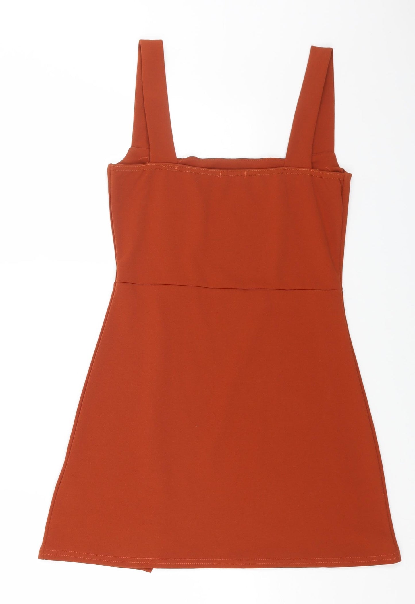 Boohoo Womens Orange Polyester Bodycon Size 10 Square Neck Pullover