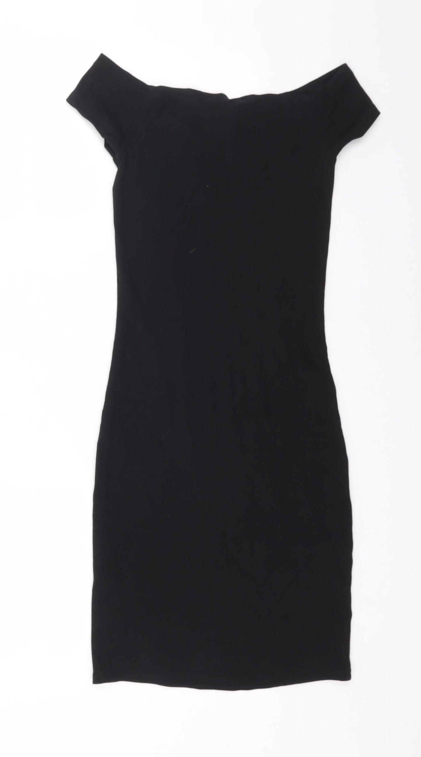 New Look Womens Black Cotton Bodycon Size 10 Off the Shoulder Pullover