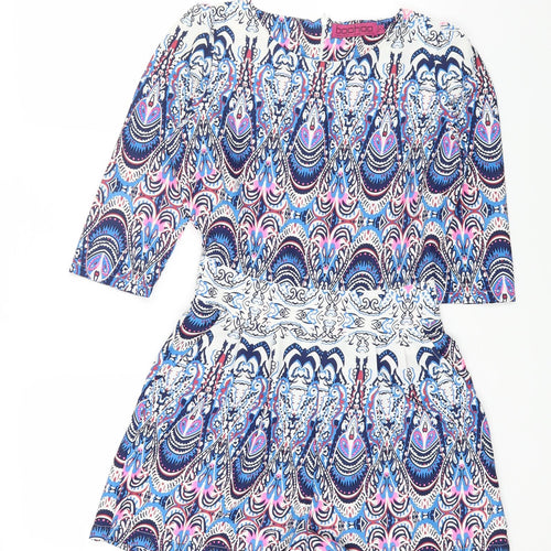 Boohoo Womens Multicoloured Geometric Polyester Playsuit One-Piece Size 6 Zip