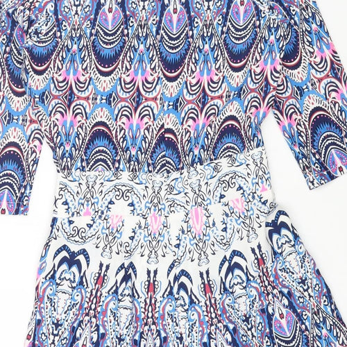 Boohoo Womens Multicoloured Geometric Polyester Playsuit One-Piece Size 6 Zip