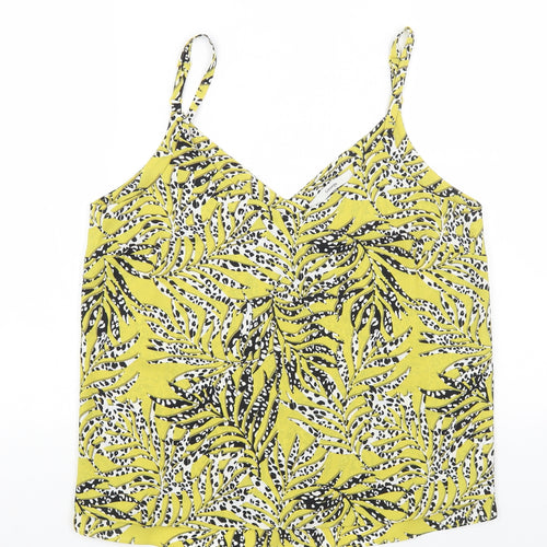 George Womens Yellow Geometric Polyester Camisole Tank Size 10 V-Neck