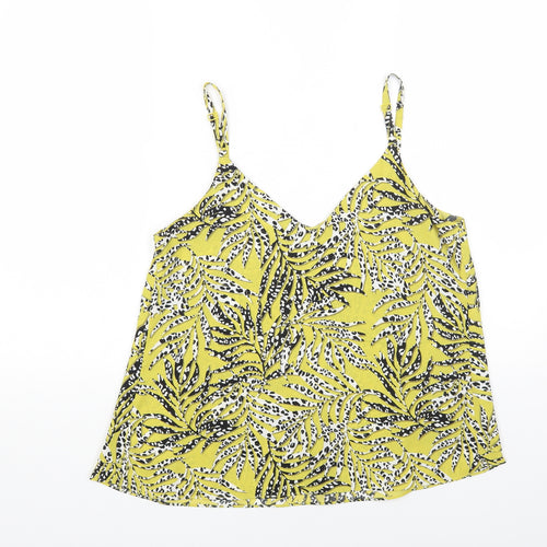 George Womens Yellow Geometric Polyester Camisole Tank Size 10 V-Neck