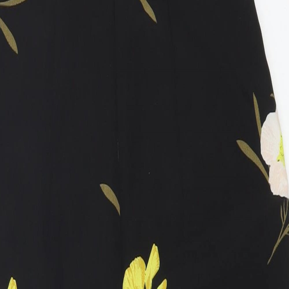 Topshop Womens Black Floral Polyester Jumpsuit One-Piece Size 8 L20 in Zip