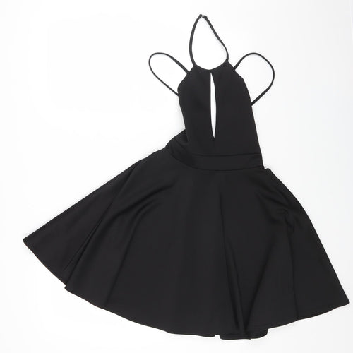 Oh My Love Womens Black Polyester Fit & Flare Size XS Halter Hook & Eye