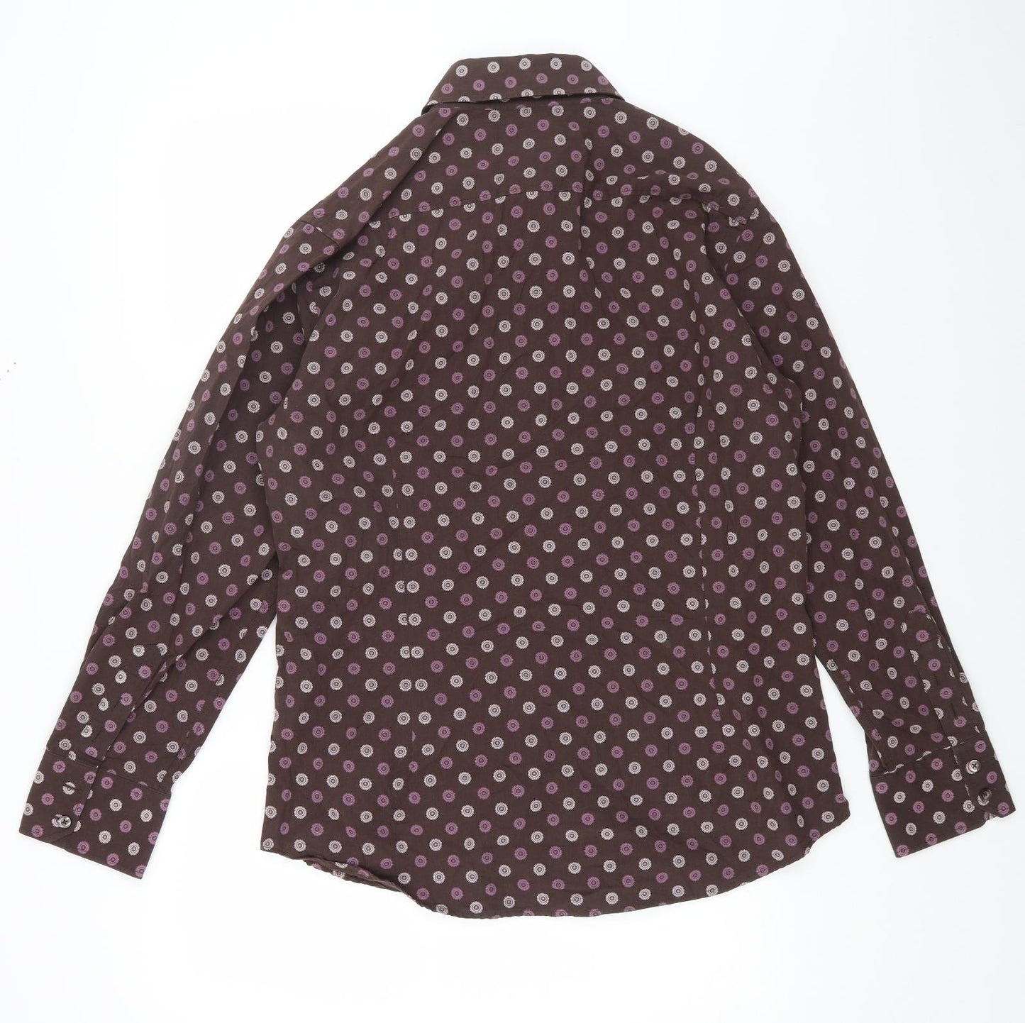 Burton Mens Brown Geometric Cotton Button-Up Size L Collared Button