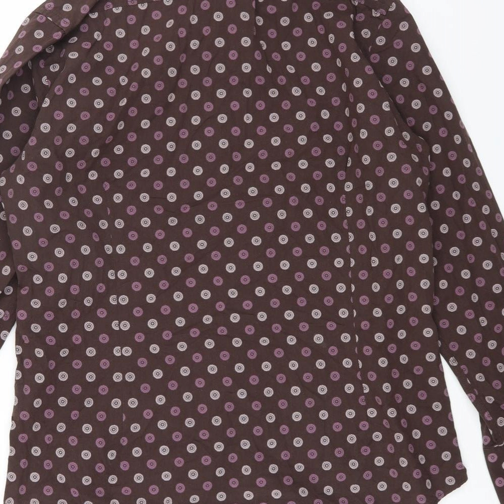 Burton Mens Brown Geometric Cotton Button-Up Size L Collared Button