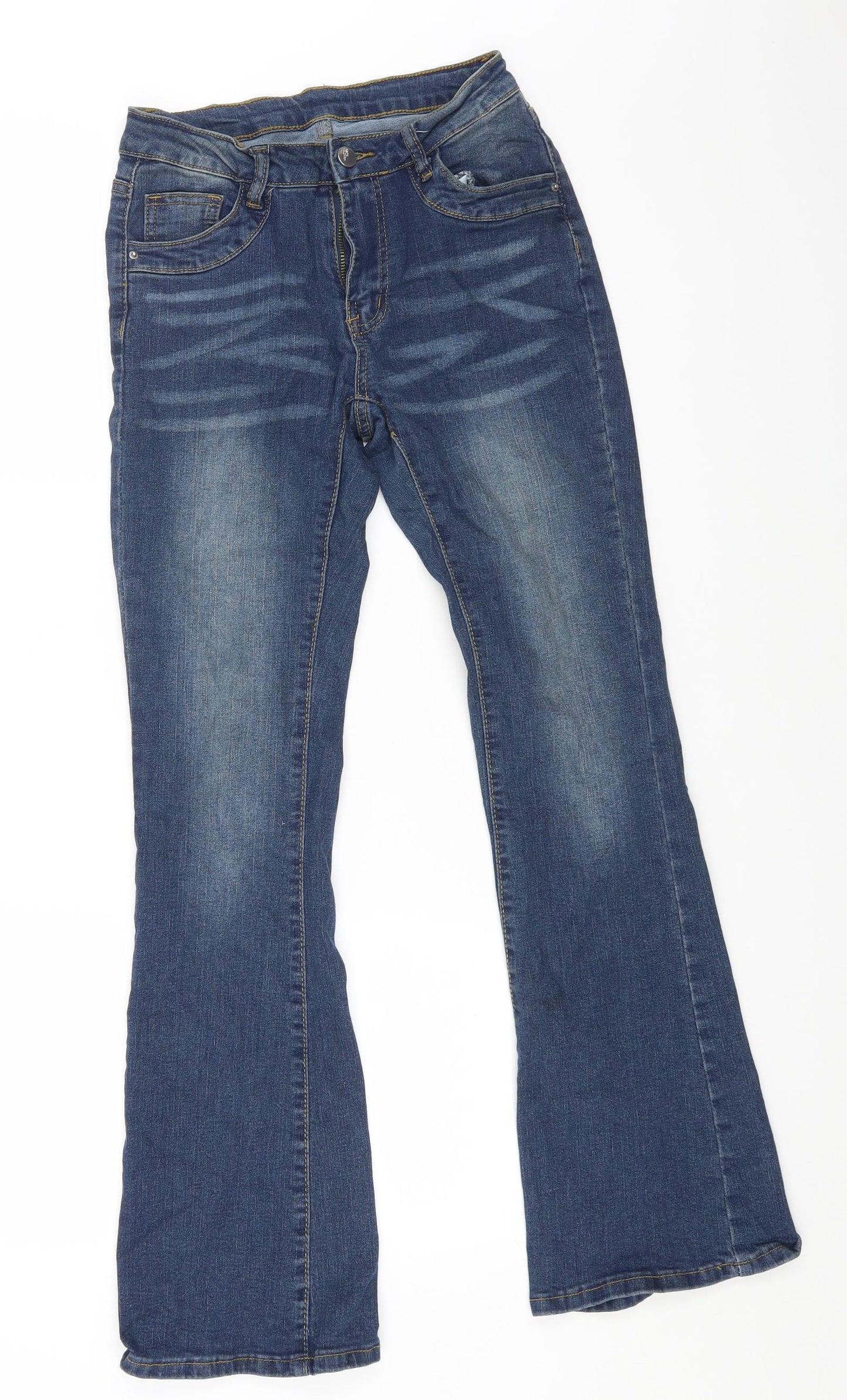 SheIn Womens Blue Cotton Flared Jeans Size XS L27 in Regular Zip