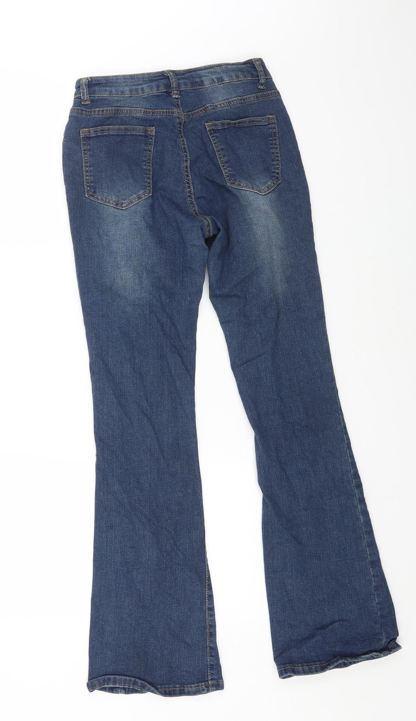 SheIn Womens Blue Cotton Flared Jeans Size XS L27 in Regular Zip