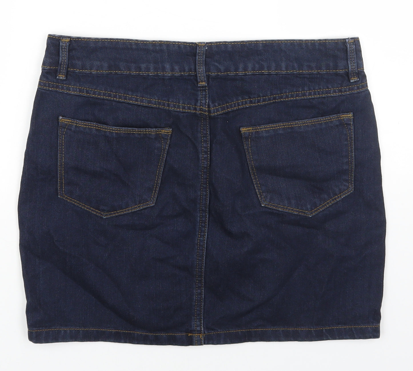 F&F Womens Blue Cotton Mini Skirt Size 10 Zip