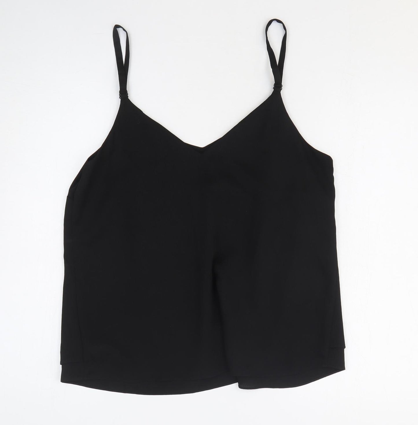 George Womens Black Polyester Camisole Tank Size 12 V-Neck