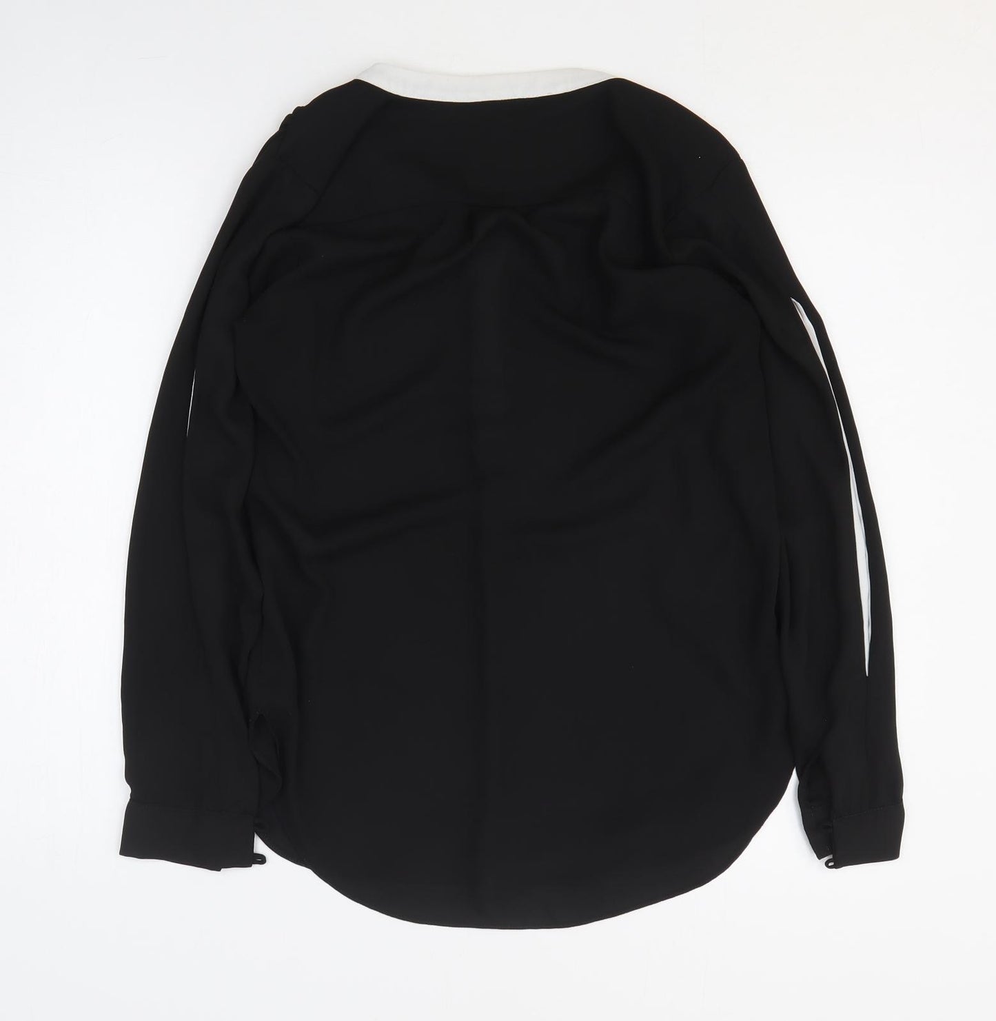 Dorothy Perkins Womens Black Polyester Basic Blouse Size 10 V-Neck