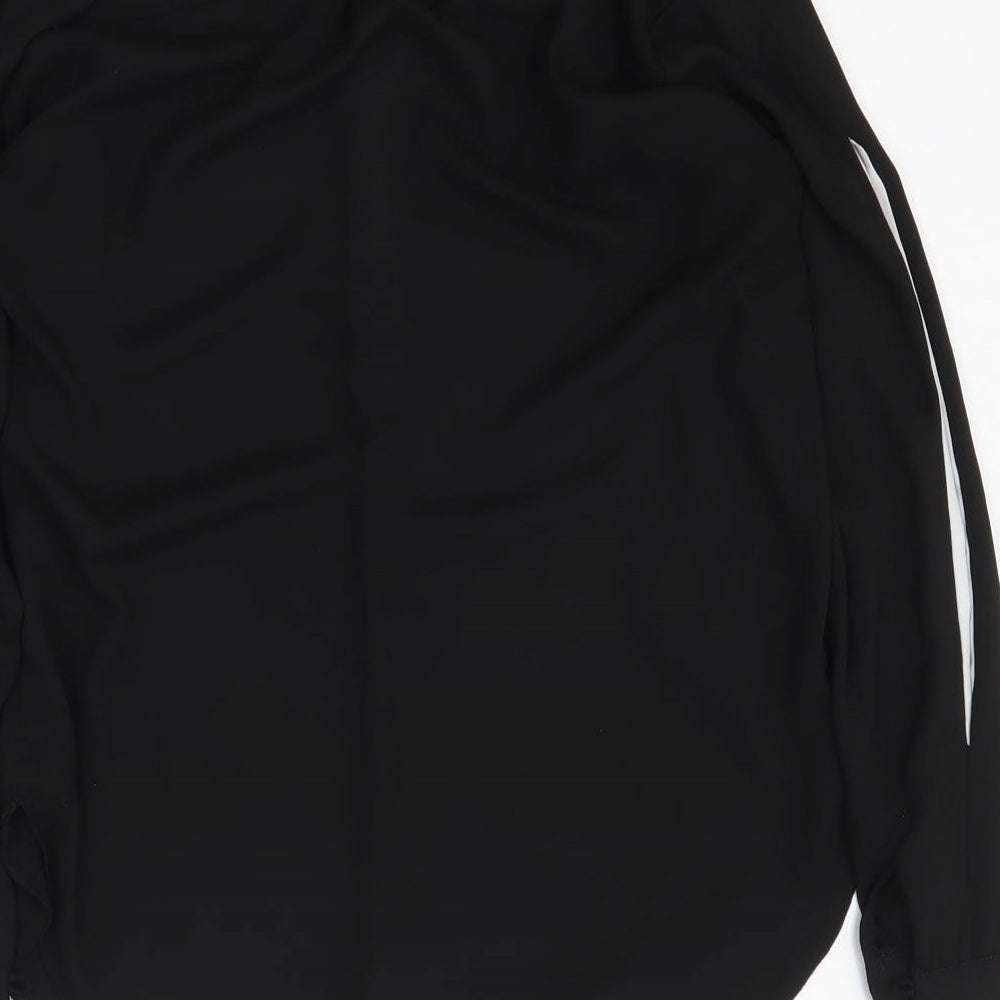 Dorothy Perkins Womens Black Polyester Basic Blouse Size 10 V-Neck