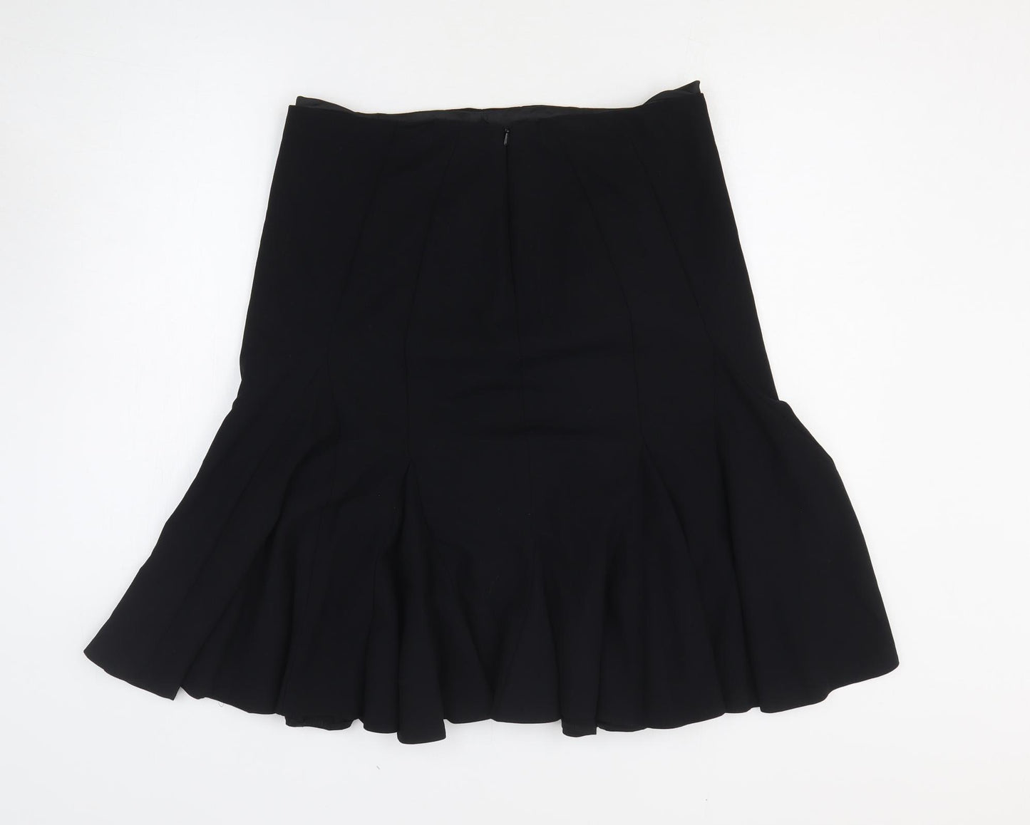 Marks and Spencer Womens Black Polyester Pleated Skirt Size 14 Zip
