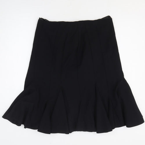 Marks and Spencer Womens Black Polyester Pleated Skirt Size 14 Zip